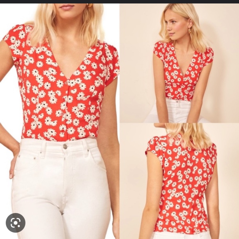 Red Floral print Size 4 REFORMATION Top